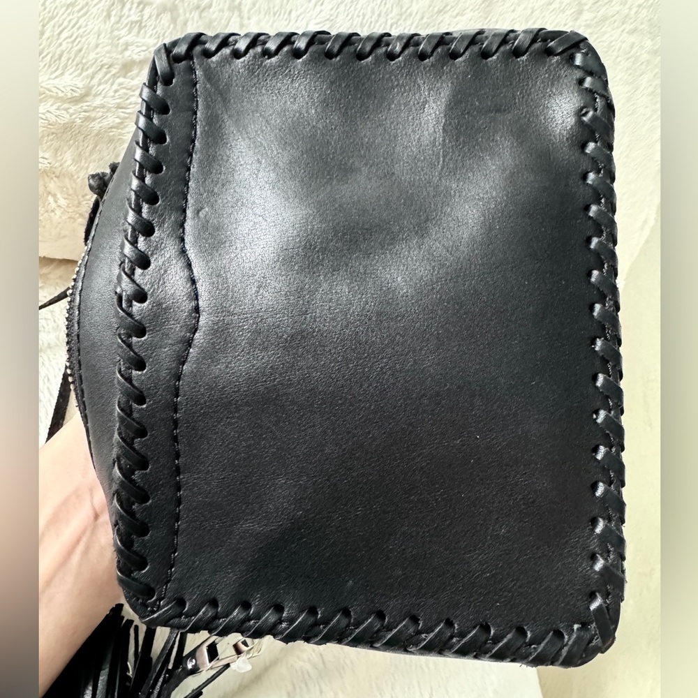 Rebecca Minkoff Biker Crossbody Bag Black Leather Braided Chain Strap Purse - Picture 4 of 16